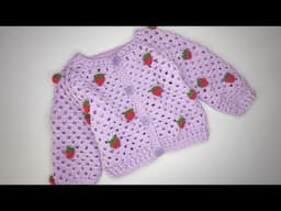 Crochet #99 How to crochet " Strawberry" cardigan / Part 2