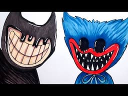 How To Draw Bendy VS Huggy Wuggy Step By Step