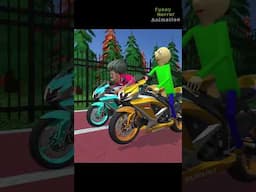 Granny, Scary Teacher and Baldi rides motorcycles - Funny Horror Animation#granny #shorts #animation