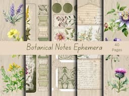 Botanical Notes Ephemera Digital Journal Kit