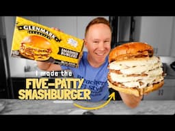 Grilling the frozen Glenmark Smashburger with five patties 👀🍔