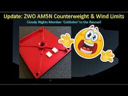 Analysis of the ZWO AM5N Counterweight Limit and Tip Over Wind Speed