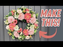 DIY bright coral and pink summer flower wreath/ HIGH END wreath tutorial