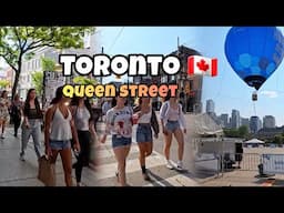 Toronto Saturday Queen Street Downtown walking Tour Canada 4K