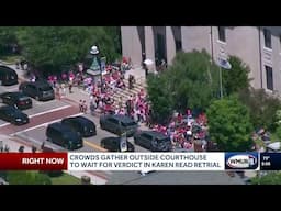 Crowds gather outside courthouse to wait for verdict in Karen Read retrial