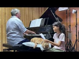 Emilie & Dad Practicing "Pretty Little Baby" with Daoden the Dog
