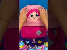 Jill makes her backpack ✨PRETTY✨ 🎒✏️📚📏  #littleangel #school #learning #shorts