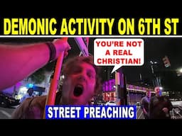 SPIRITUAL WARFARE on 6th St in Austin, TX - Kerrigan Skelly Street Preaching