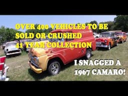 Over 400 Classic Vehicles For Sale. Will be crushed like CTC soon. Hurry ! I snagged a 1967 Camaro.