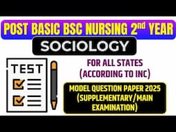 Post Basic Bsc Nursing 2nd Year Sociology Question Paper 2025