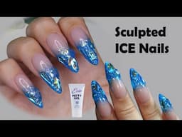 Sculpted ICE Blue nails using PATTY GELS | Tutorial