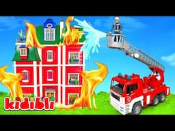 Toy Fire Trucks, Police Cars & Ambulance in Rescue Mission 🚒 Firefighter Toys for Kids | Kidibli