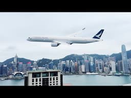 Cathay Pacific A350-1000 LOW FLY OVER Hong Kong’s Victoria Harbour