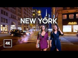 NEW YORK Night Walk - Relaxing Manhattan Travel Walking Tour 4k