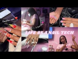 Life as a nail tech vlog | Vacation Nails🩷 | 4 client work day + Chit chat