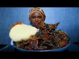 Cook and Eat With Me edikang ikong soup ( vegetables soup with fufu) Asmr mukbang