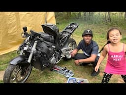 First Start up of the Motorcycle that Crashed in a Police Chase CBR1000RR
