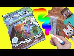 Minecraft Movie Imagine Ink Activity Coloring Book with Magic Marker and Dolls