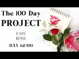 EASIEST way to paint a watercolor rose. Painting idea 62/100