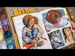 Sketchbook tour + Painting process + Gouache refill | Art vlog #1