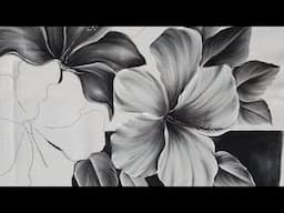 LIVE- Como pintar flor de hibisco - pintura monocromatica