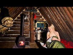 A COZY NIGHT WITH MY WIFE IN A COZY LOG CABIN. OFF GRID CABIN