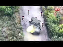 Ukraine elite drone decimated T 72 tank and Russian BMD 2 infantry near Pokrovsk