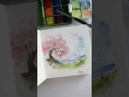 Cherry blossoms🌸 #short #shortsyoutube #watercolorartist
