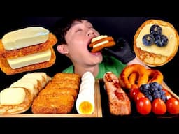ASMR 미국식 아침식사🇺🇸버터해쉬브라운 핫케익 통삼겹 소세지 블루베리 먹방~! American breakfast Hash Brown Butter Pancakes MuKBang~!