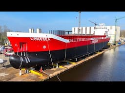 Schitterende lancering van de mv. LONGSEA bij SAS / GS Yard Waterhuizen.  4K.