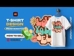 Designing a RETRO (groovy) T-SHIRT from scratch in ADOBE ILLUSTRATOR + SELL it ONLINE