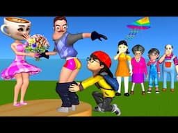 Scary Teacher 3D vs Squid Game Nick Kite Flying Troll Hello Neighbor vs Ballerina Cappuccina Dance