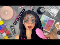 15-Minute Satisfying Barbie Doll Skincare & Viking Makeup | ASMR No Talking