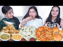 30 Seconds Golgappa, Paneer Momos, Pizza, Burger Challenge | Street Food Challenge | Food Challenge