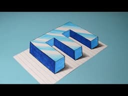 How to Draw 3D Block Letters | Letter E Optical Illusion Drawing