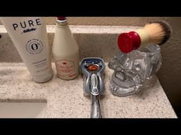 Supermarket Shave-Gillette Fusion 5 Power Razor, Gillette Pure Soap, Old Spice & Ever-Ready Brush.