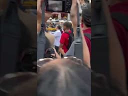 Workers attempt to get past police barricade in Labor Day mobilization