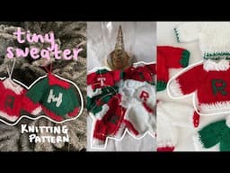 Knit A Tiny Mini Sweater Ornament Step by Step Tutorial Top Down Mini Sweater Small Holiday Sweaters