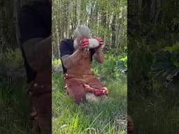 Eating RAW Bison Bone Marrow #survival #foodie #stoneage #food #nature #carnivore #asmr