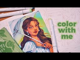 Coloring with Ohuhu Markers | Relaxing Art and Music