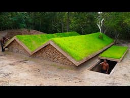 100Days Building Underground House with Gym Room and Decoration Underground Room