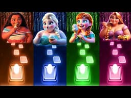 Moana How Far I'll Go | Let It Go Elsa | Do You Want to Build a Snowman | Fat disney Princesses Fun