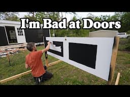 Another Black Door Installed - Salvaged Mobile Home Remodel