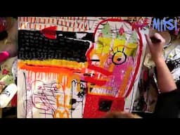 back at you, impulsive expressive intuitive graffiti mixed media painting SOLD