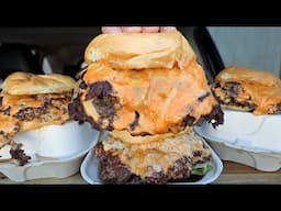 EATING Messy Smash Cheeseburgers Mukbang