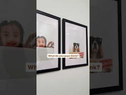 Bathroom wall art with dogs and toddler #cavalierkingcharles #wallart #bathroom #toddler