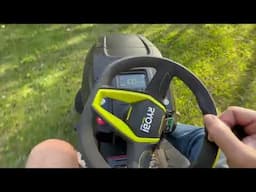 What happens when you drop your iPhone while recording on a RYOBI 80v electric tractor?