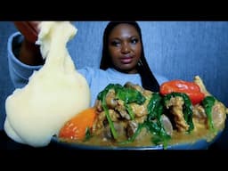 Nigerian food ofe nsala soup with cassava fufu/ Asmr mukbang
