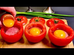 Geben Sie das Ganze einfach zu einer Tomate und Sie werden begeistert sein! Frühstücksrezept.