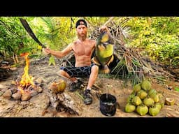 6-DAYS ALONE - Cast Away Island Survival Camping - NO Food, Fire, Water, or Shelter